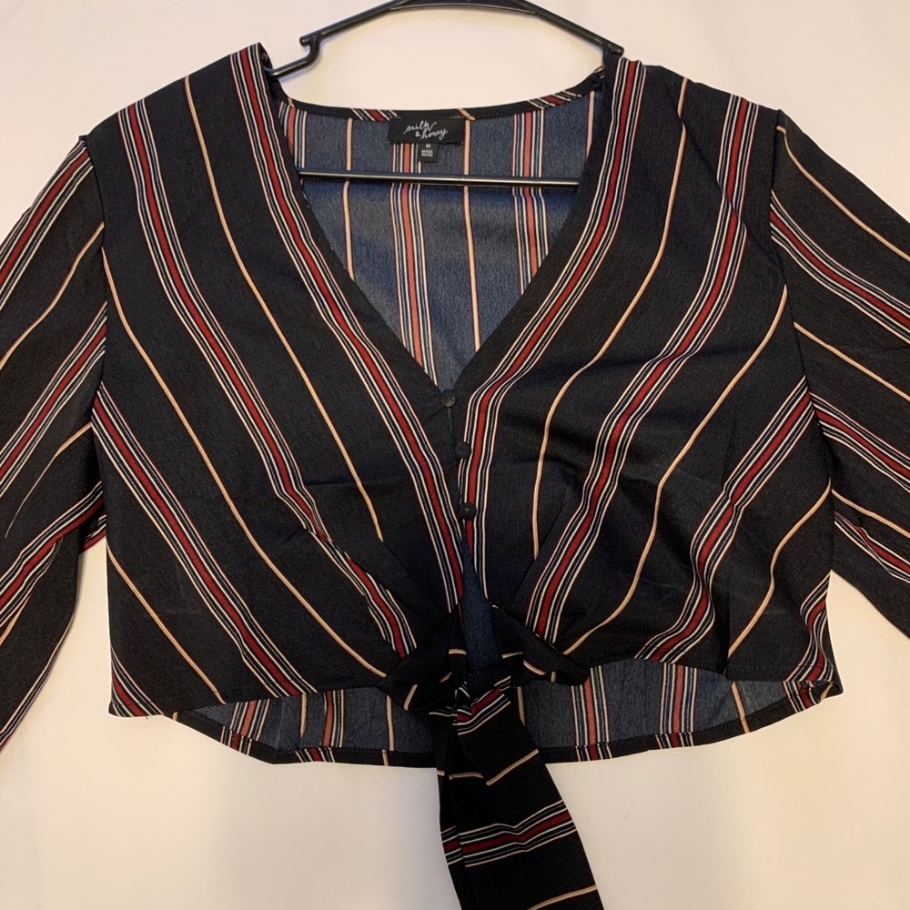 Black Striped Crop Top